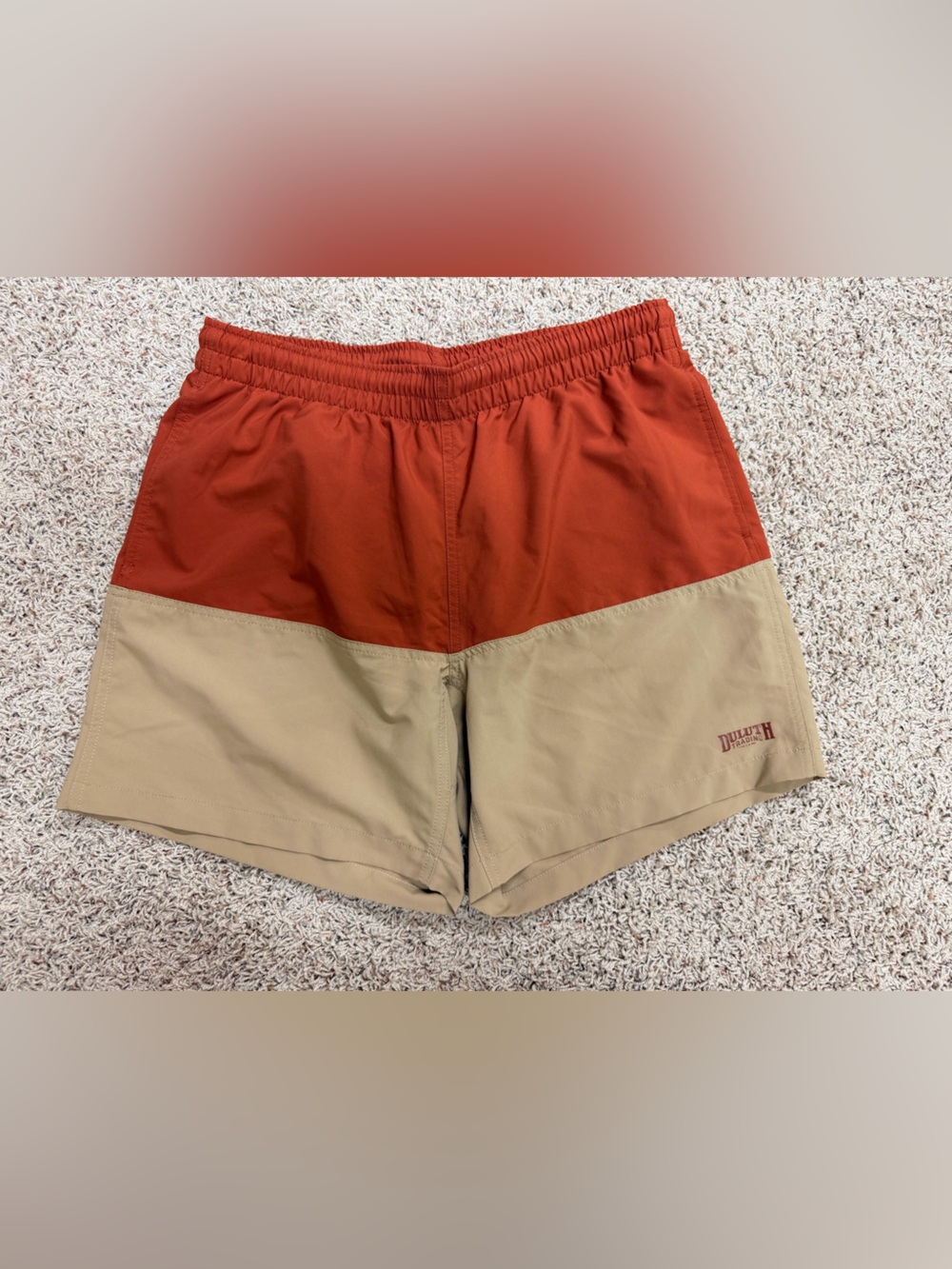 Duluth Trading Co Two-Tone Rust and Khaki Athletic Shorts